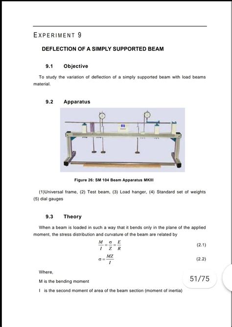 If a <strong>beam</strong> is supported at two points, and a load is applied anywhere on the <strong>beam</strong>, the resulting <strong>deflection</strong> can be mathematically estimated using the bending equation. . Deflection of beam experiment lab report